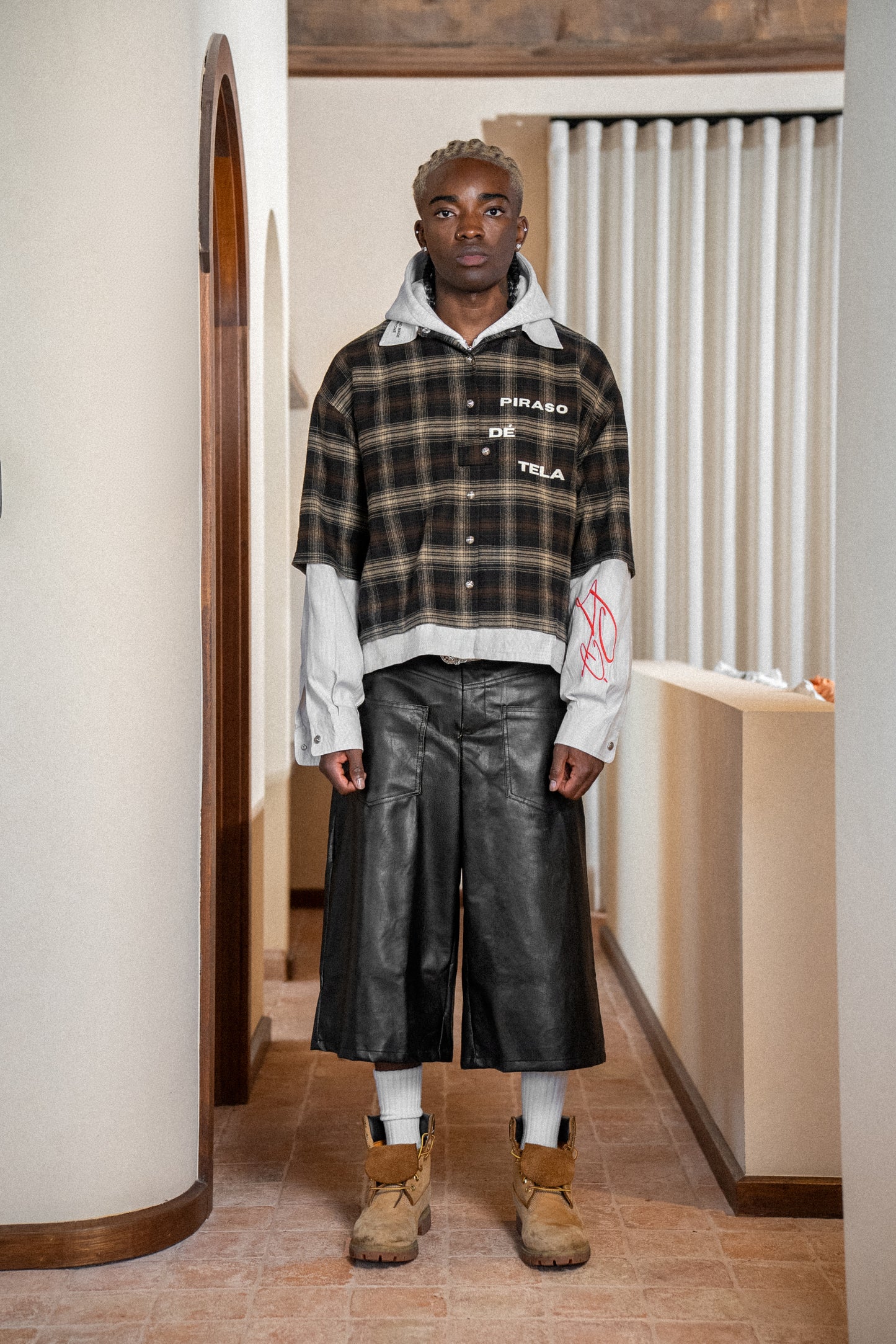 PATCH LAYERED BUTTON UP LONG SLEEVE SHIRT