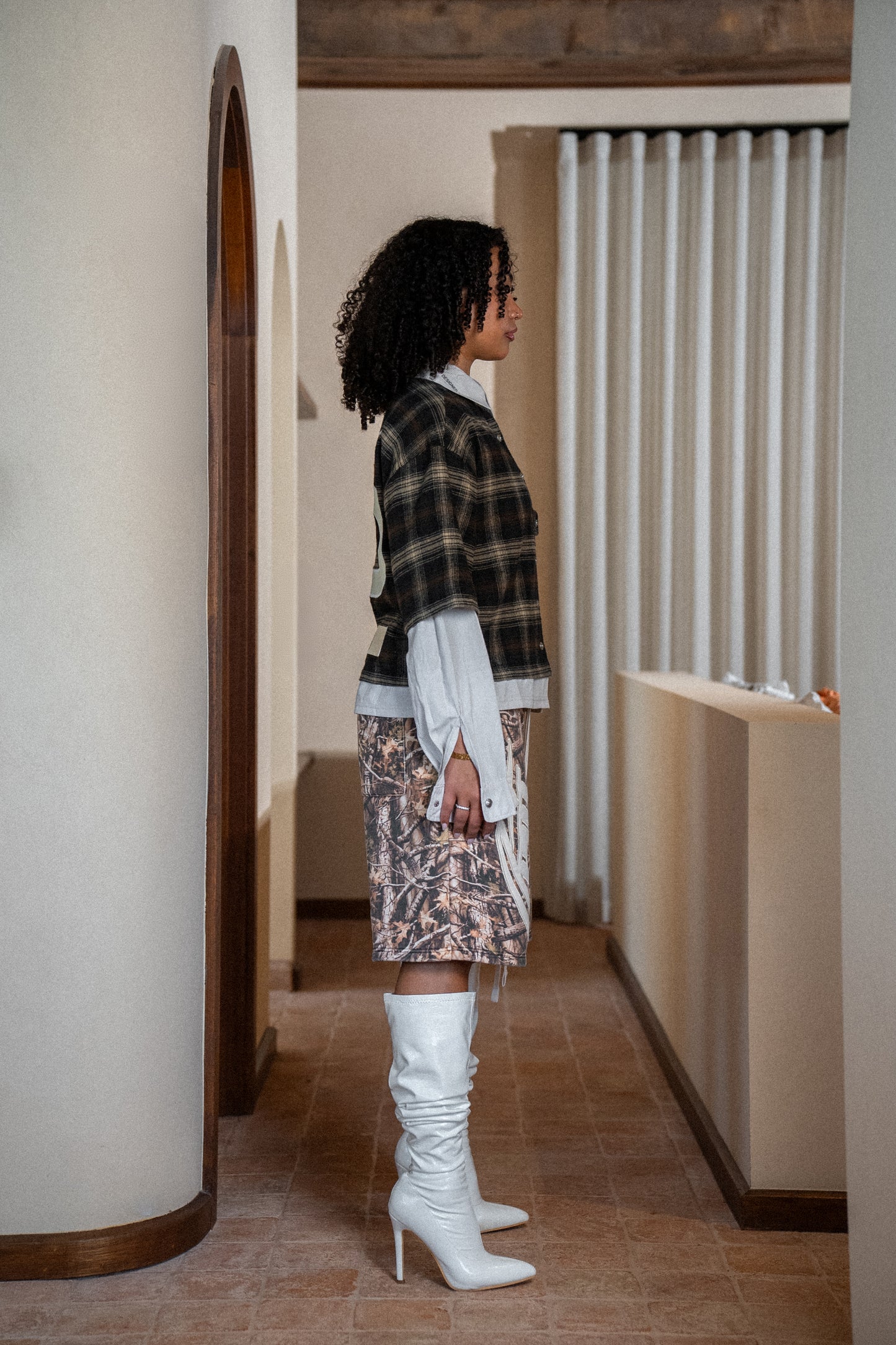 PATCH LAYERED BUTTON UP LONG SLEEVE SHIRT
