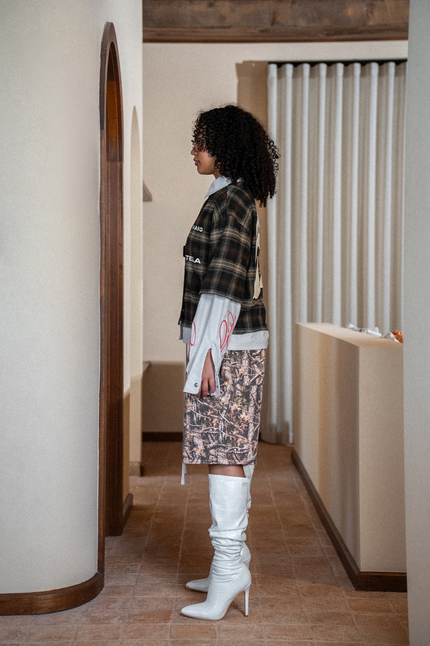 PATCH LAYERED BUTTON UP LONG SLEEVE SHIRT