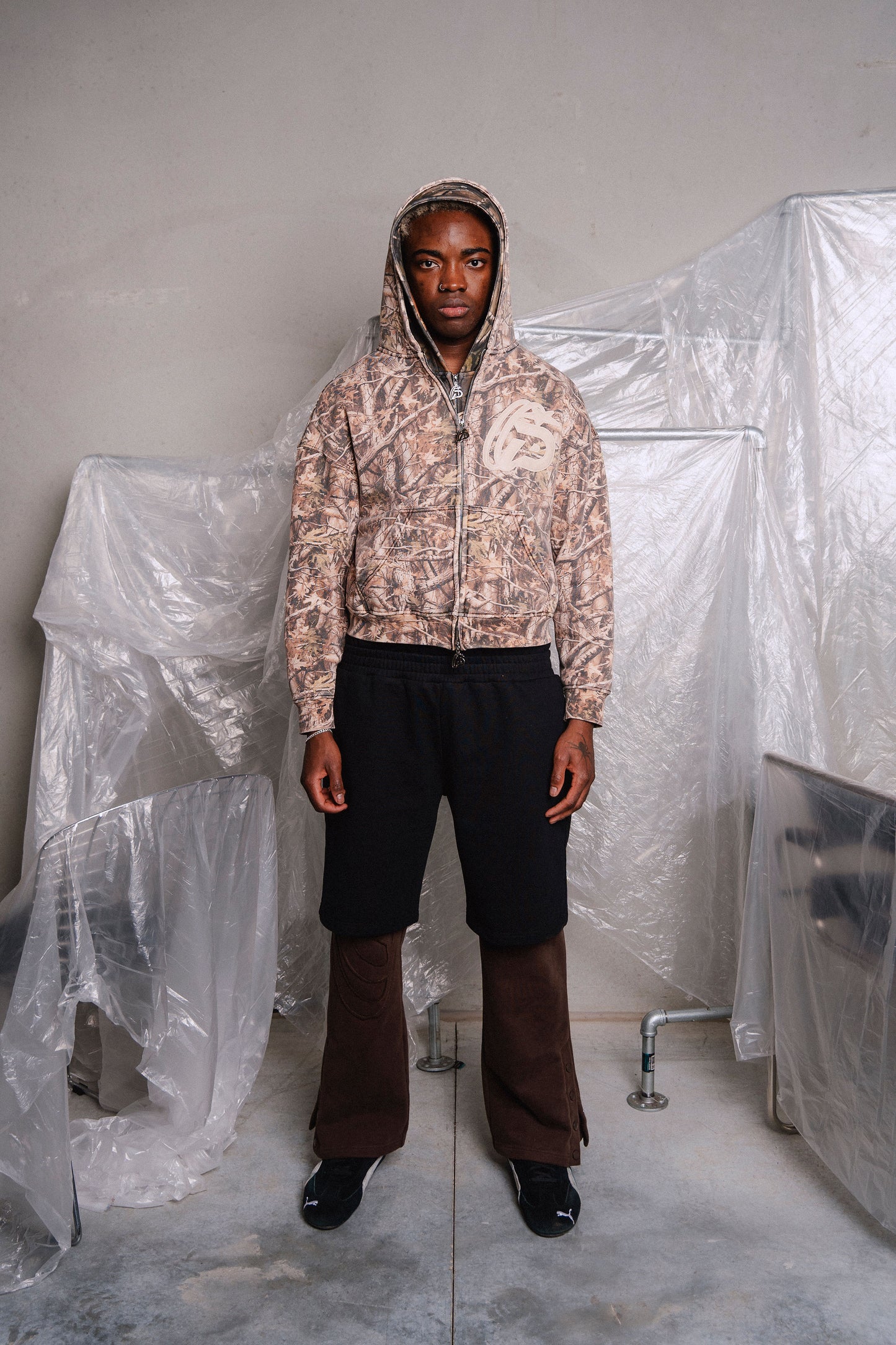 Vintage Camo Zip Up Hoodie