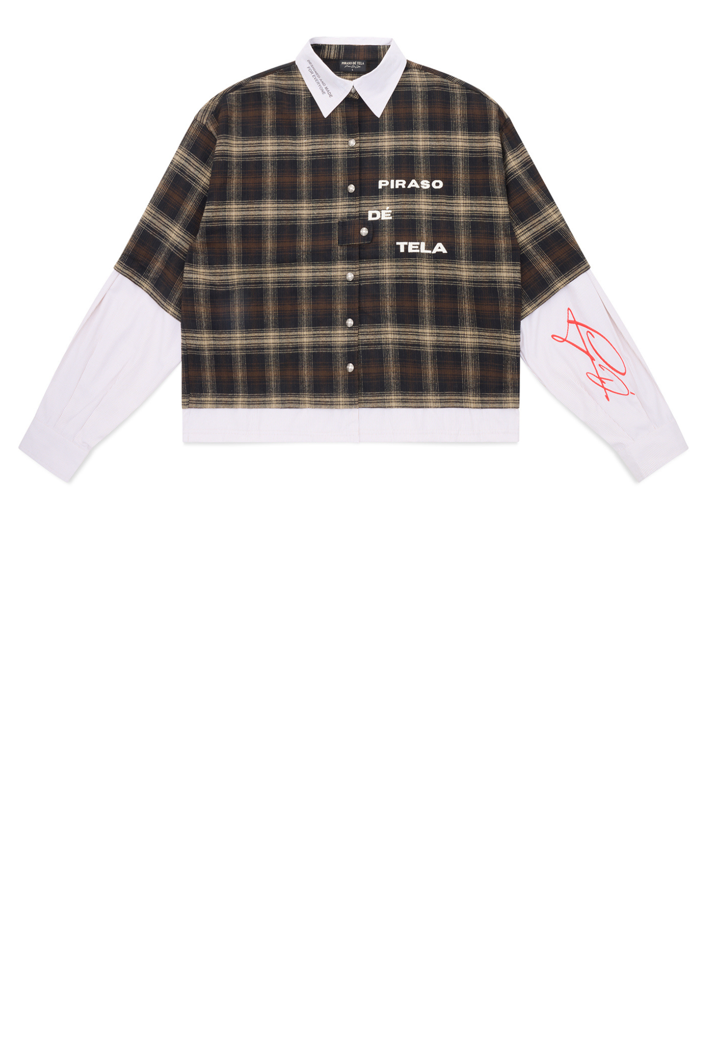 PATCH LAYERED BUTTON UP LONG SLEEVE SHIRT